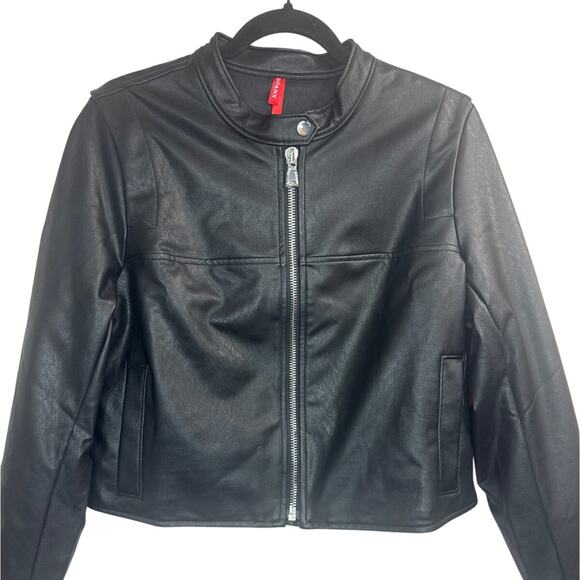 NWT Spanx II Moto Faux Leather Luxe Black Jacket Women’s Size Large - Picture 6 of 12